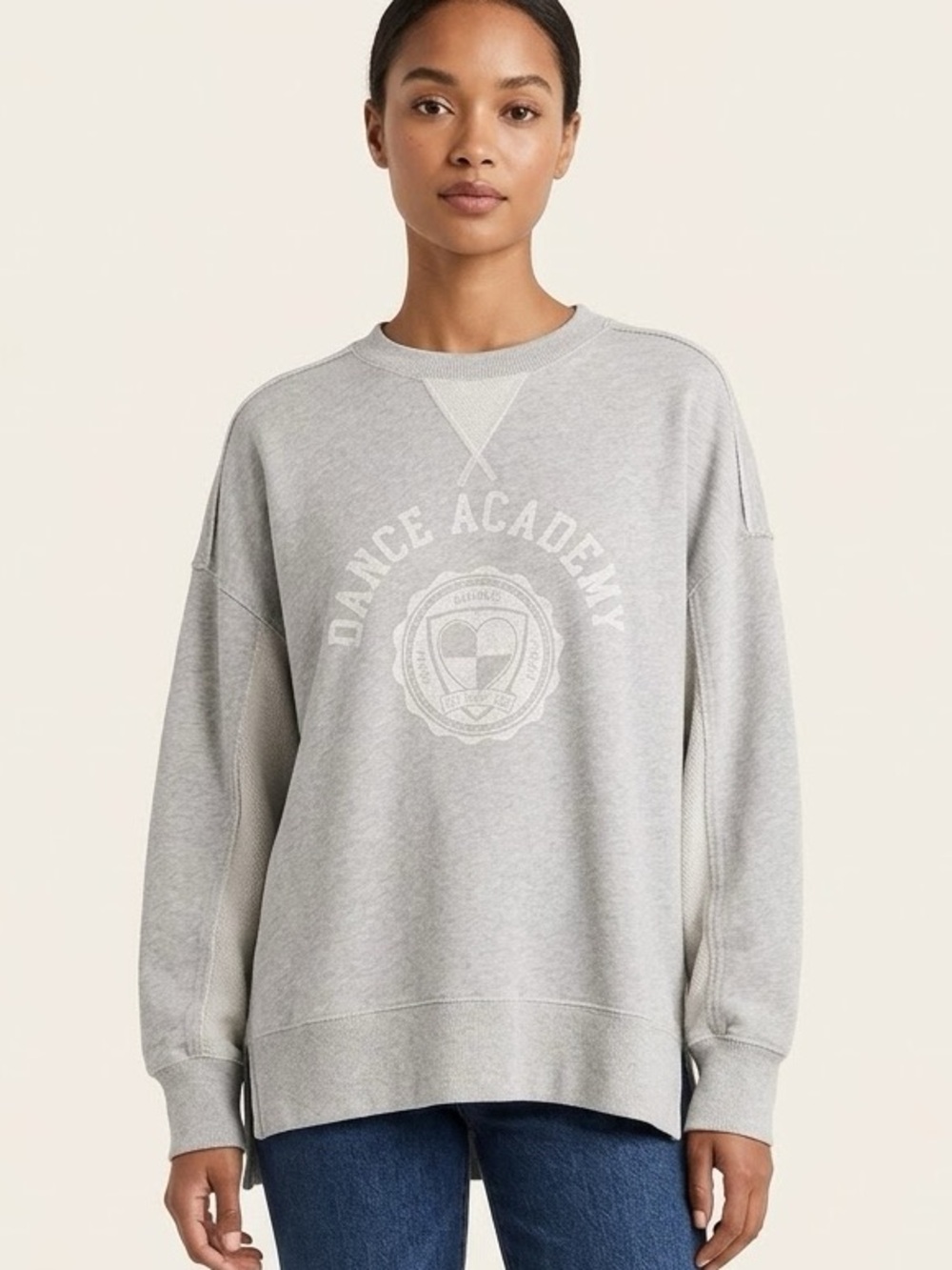 aerie Light Gray Dance Academy Crewneck Sweatshirt